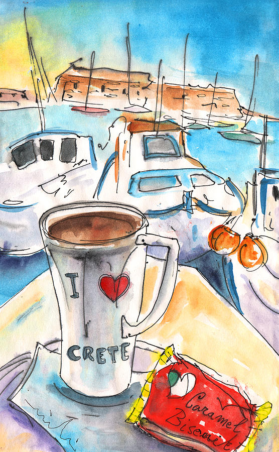 Coffee Break in Heraklion in Crete Painting by Miki De Goodaboom