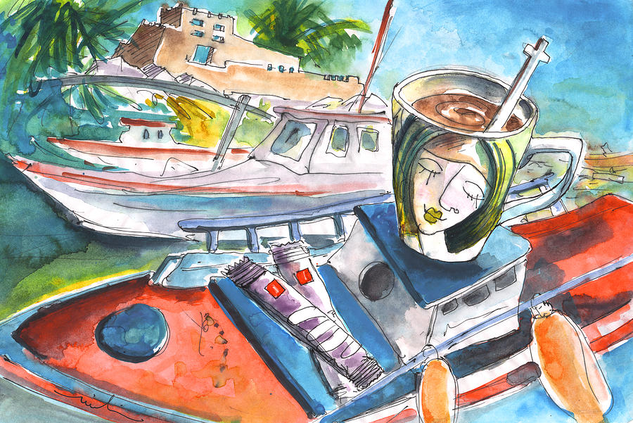 Coffee Break in Sitia in Crete Painting by Miki De Goodaboom