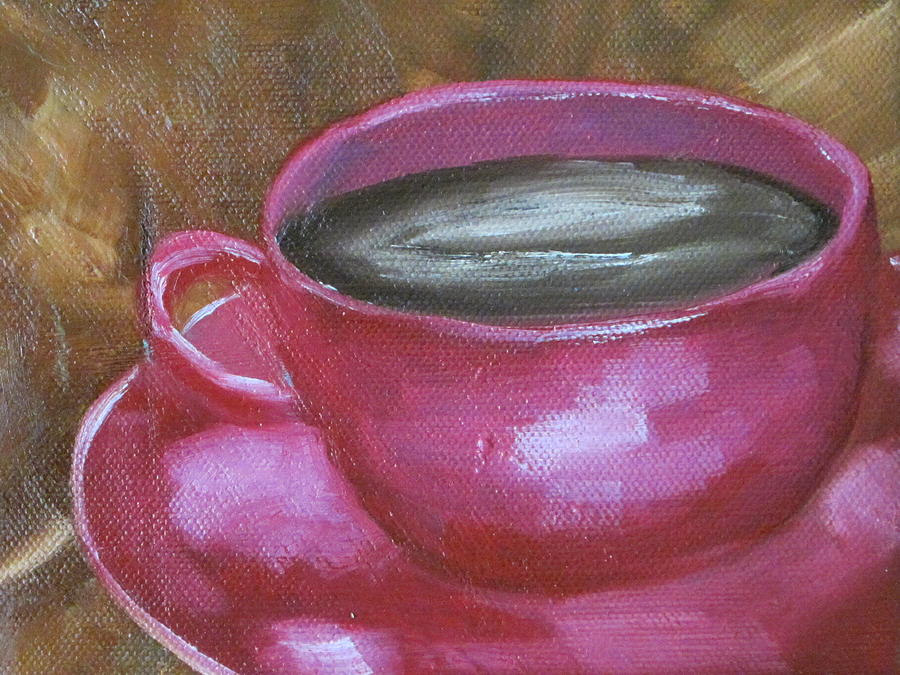 Coffee Painting - Coffee in Pink Cup by Patricia Cleasby