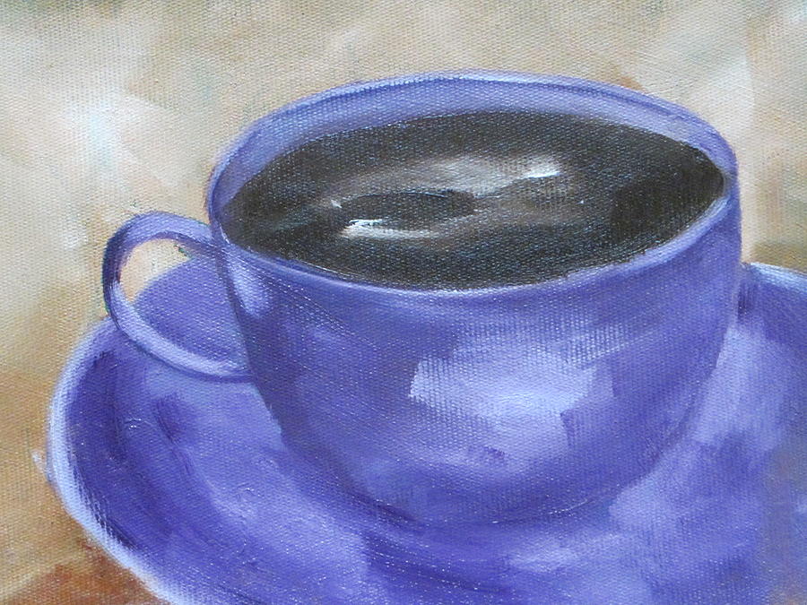 Coffee In Purple Cup Painting