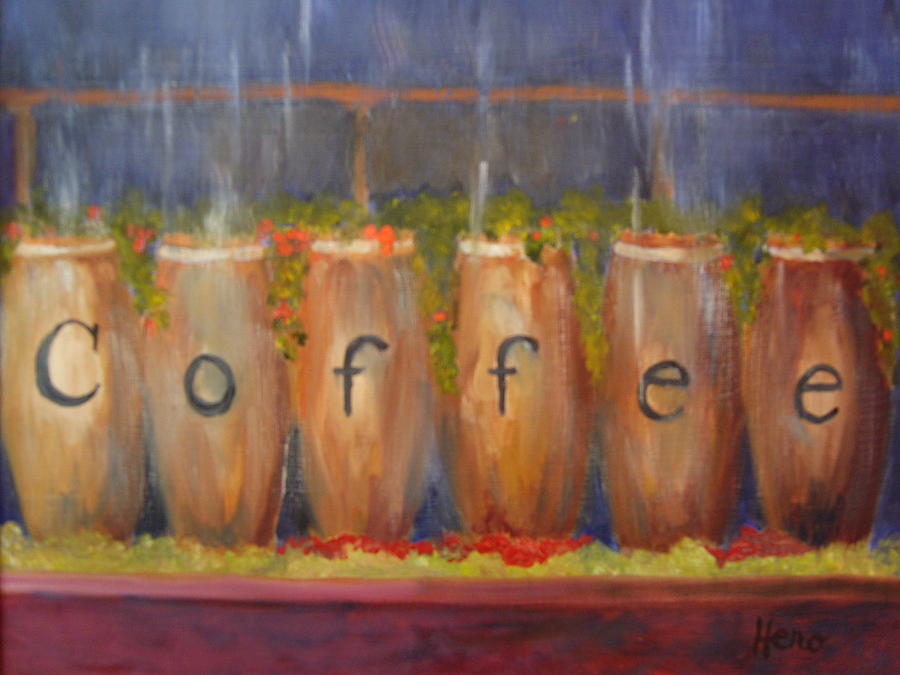 Coffee Painting - Coffee In The Window by Marcia Hero Coffee Painting - Coffee In The Window by Marcia Hero