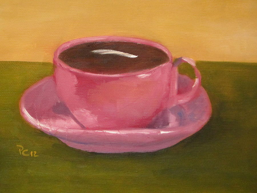 Coffee On Green And Yellow Painting