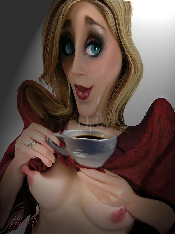 Erotic Humor Digital Art - Coffee perks me up by John Huneck