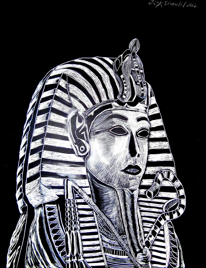 Black And White Drawing - Coffin of the King by Lisa Brandel