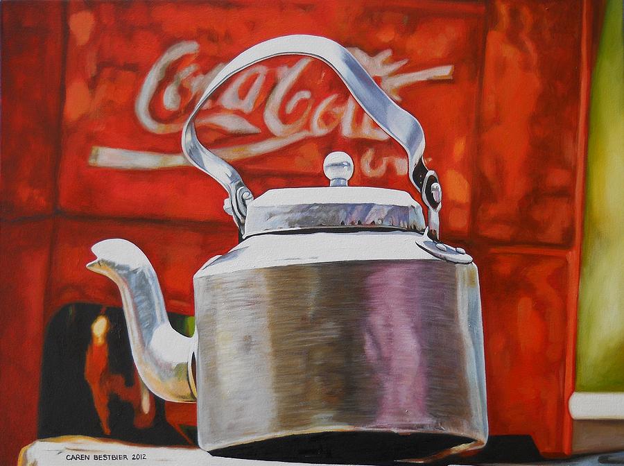 Teapot Painting - Coke and Tea by Caren Bestbier
