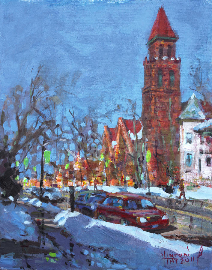Buffalo Painting - Cold Morning in Elmwood Ave  by Ylli Haruni