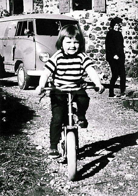 Colette on bike 4 years old and Mama Chris behind  Photograph by Colette V Hera Guggenheim