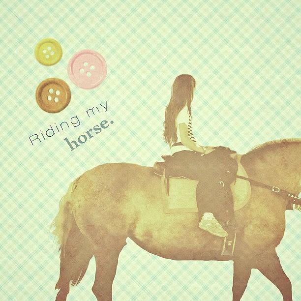 Vintage Photograph - #collage #horse #girl #ride #color by Simone Gruber
