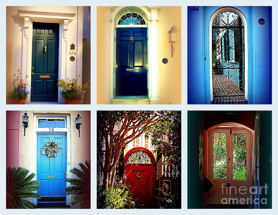 Flower Photograph - Collage of Charleston Doors by Susanne Van Hulst