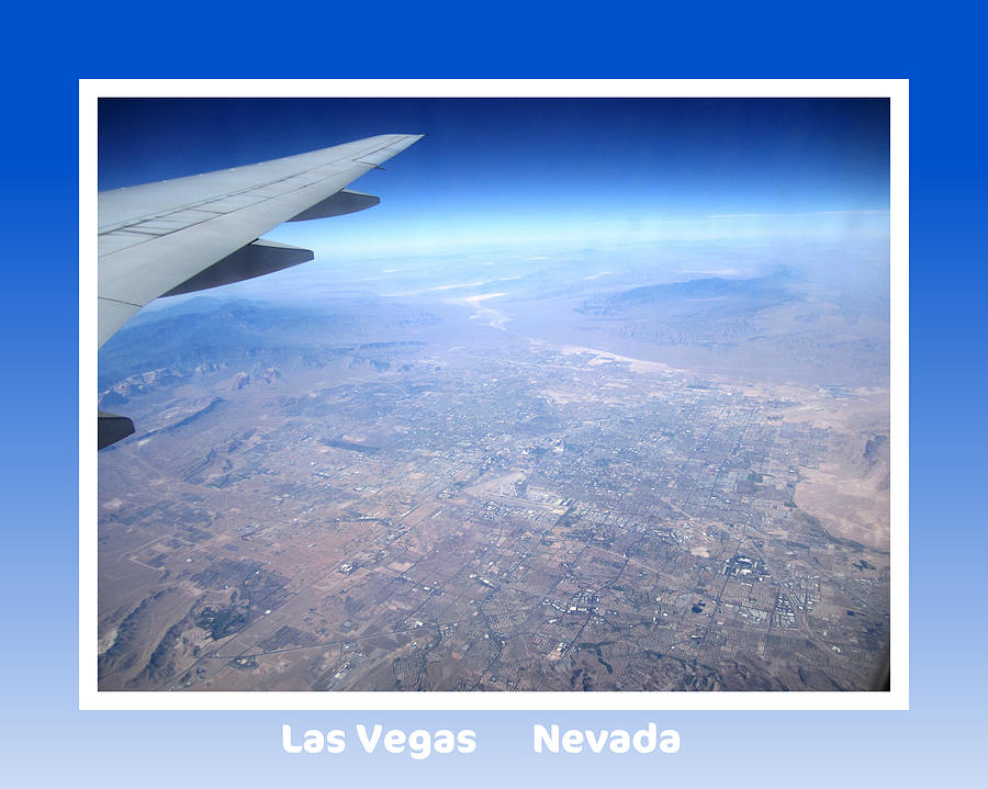 Collectible Art Print Photo Las Vegas Nevada from 35000 ft Aerial View Photograph by John Shiron