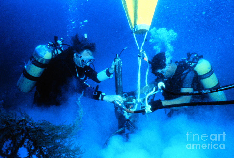 Diver Photograph - Collecting Sediment Cores by Science Source
