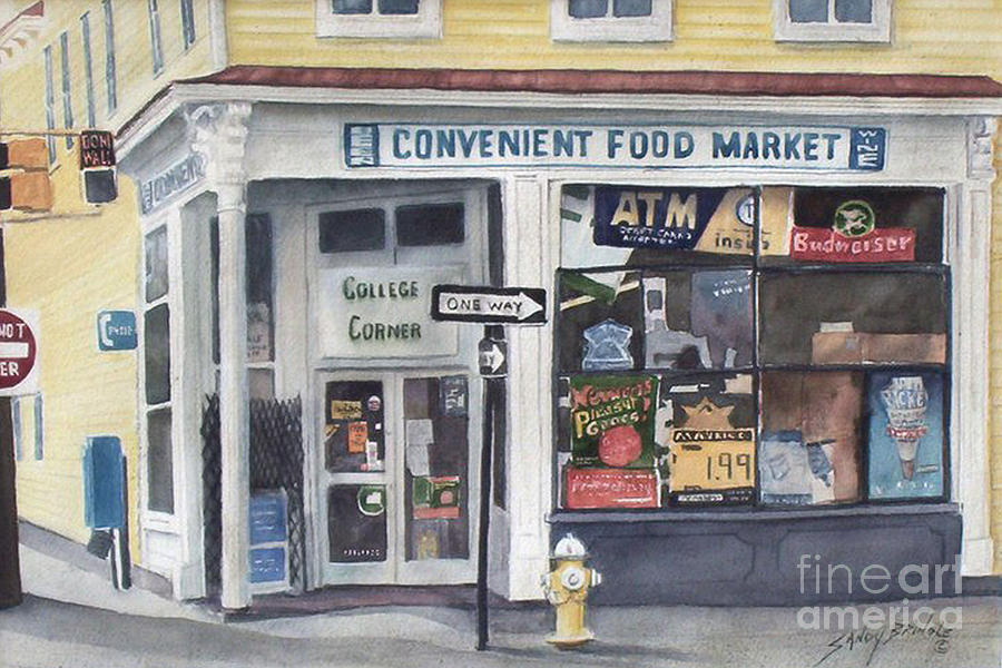 College Corner original...SOLD Painting by Sandy Brindle