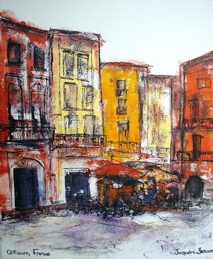 Collioure - la Place Painting by Jackie Sherwood