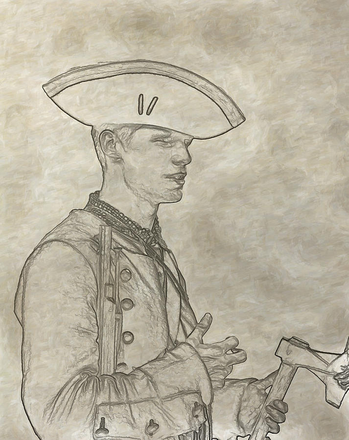 Colonial Soldier American Revolution Sketch Digital Art by Randy Steele