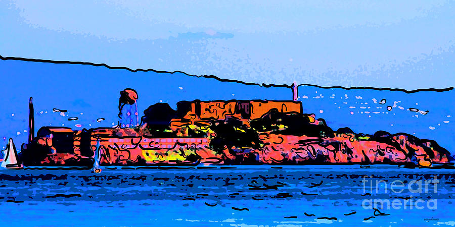 Color Sketch of Alcatraz in San Francisco Photograph by Wingsdomain Art and Photography