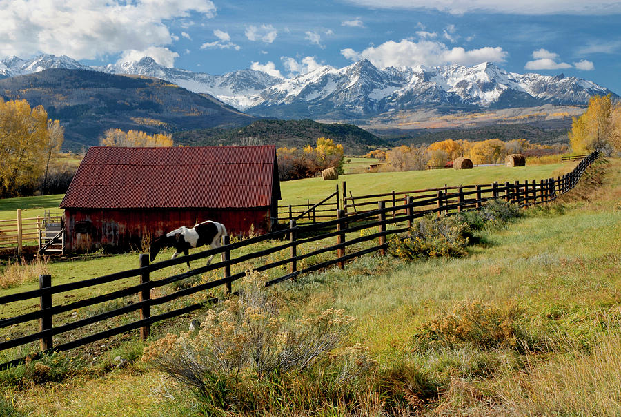Colorado Barn and Mountains Photograph by Dave Mills