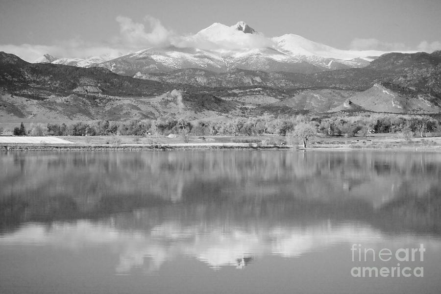 Nature Photograph - Colorado Longs Peak Circling Clouds Reflection BW by James BO Insogna