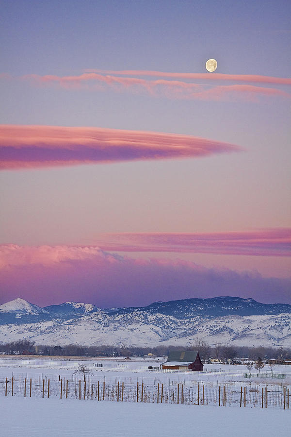 Colorado Winter Moon and Sunrise Photograph by James BO Insogna