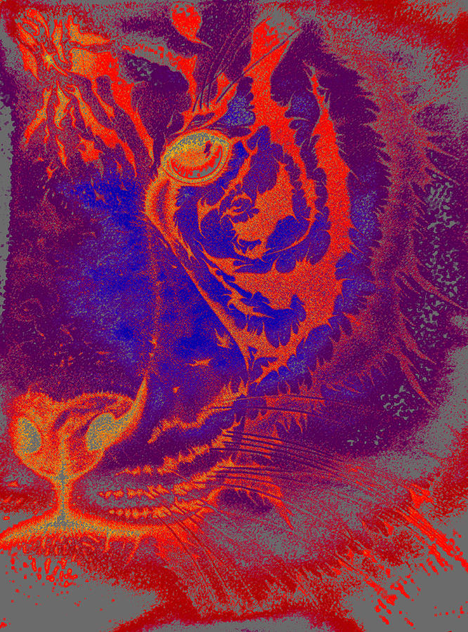 Colored Tiger On Fire Digital Art by Mayhem Mediums