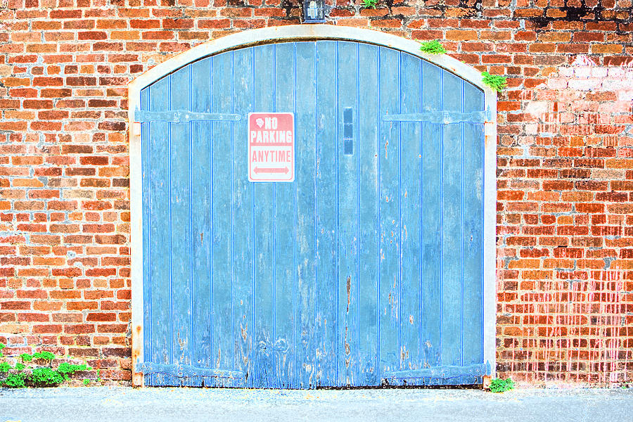 Colorful Blue Garage Door French Quarter New Orleans Accented Edges Digital Art Photograph by Shawn OBrien
