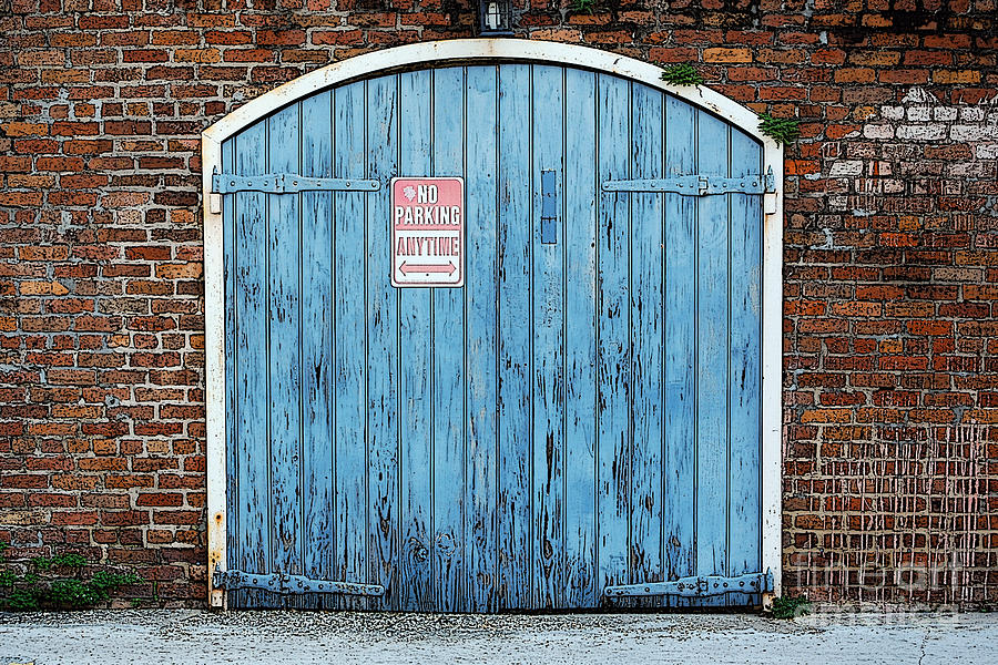 New Orleans Photograph - Colorful Blue Garage Door French Quarter New Orleans Poster Edges Digital Art by Shawn OBrien