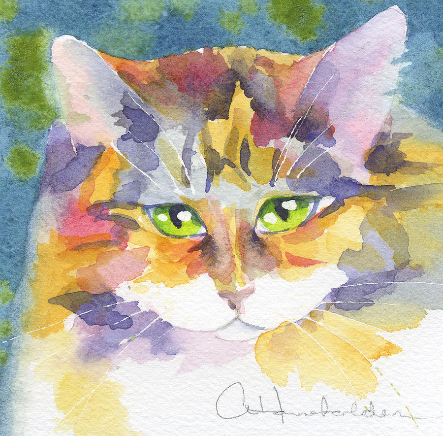 Cat Painting - Colorful Calico by Amy Householder
