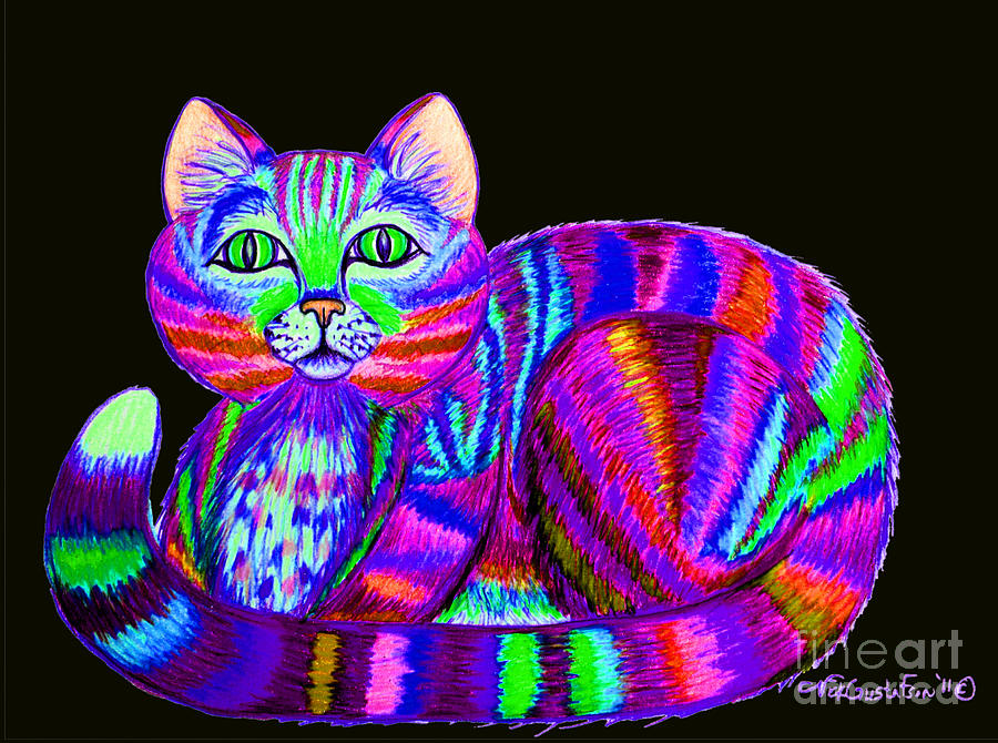 Cat Digital Art - Colorful Cat 3 by Nick Gustafson