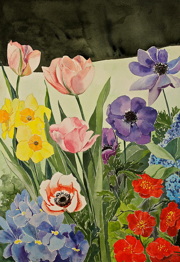 Colorful Flowers-Posthumously presented paintings of Sachi Spohn  Painting by Cliff Spohn