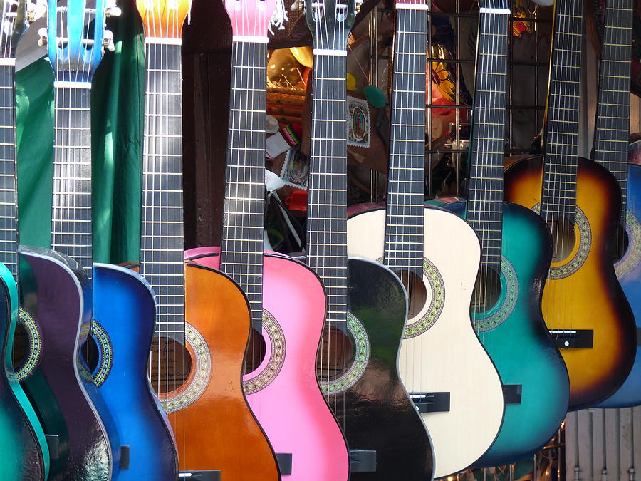 Colorful Guitars Photograph by Jeff Lowe