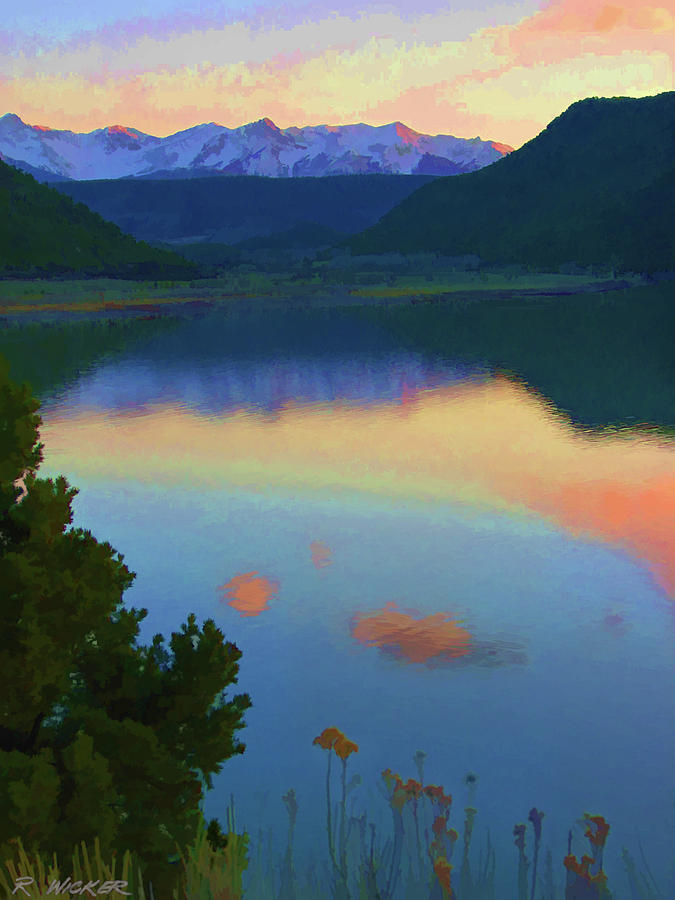 Colorful Lake Sunset Digital Art by Rick Wicker