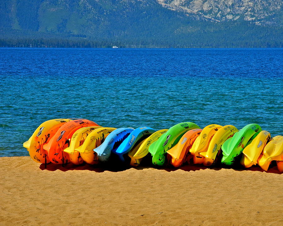 Colorful Lake Tahoe Kayaks Photograph by Kirsten Giving