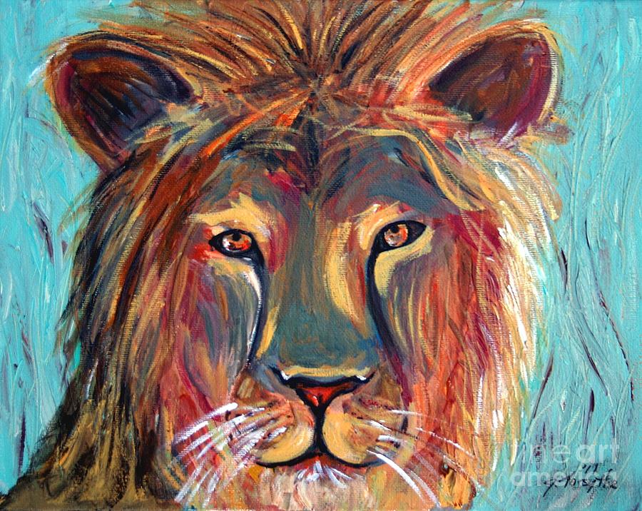 Colorful Lion Painting by Jeanne Forsythe