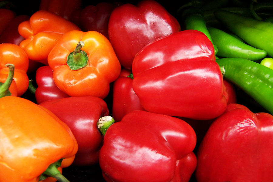 Colorful Mixed Bell Peppers Photograph by Kathy Clark