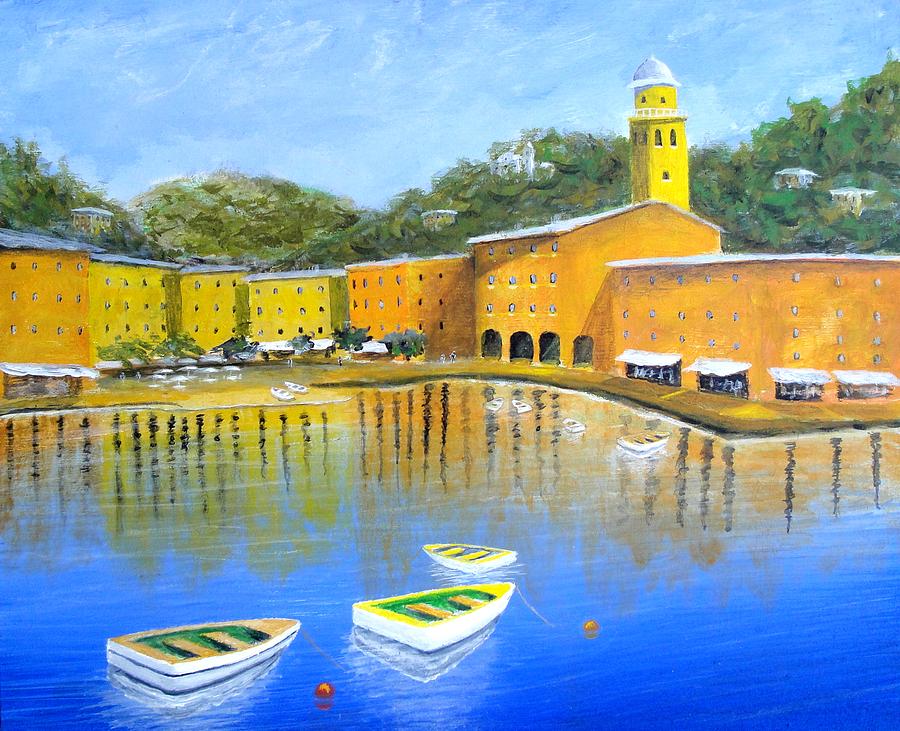 Colorful Reflections Of Portofino Painting by Larry Cirigliano