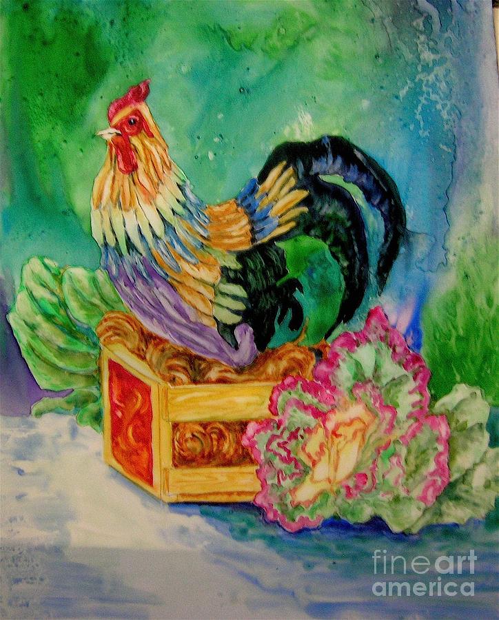 Colorful Rooster Painting by Genie Morgan