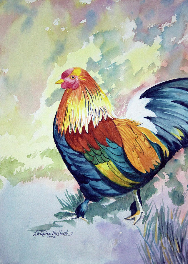 Rooster Painting - Colorful Rooster by LaReine McIlrath