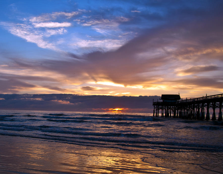 Colorful Sunrise Over The Cocoa Beach Pier by Vicki Jauron