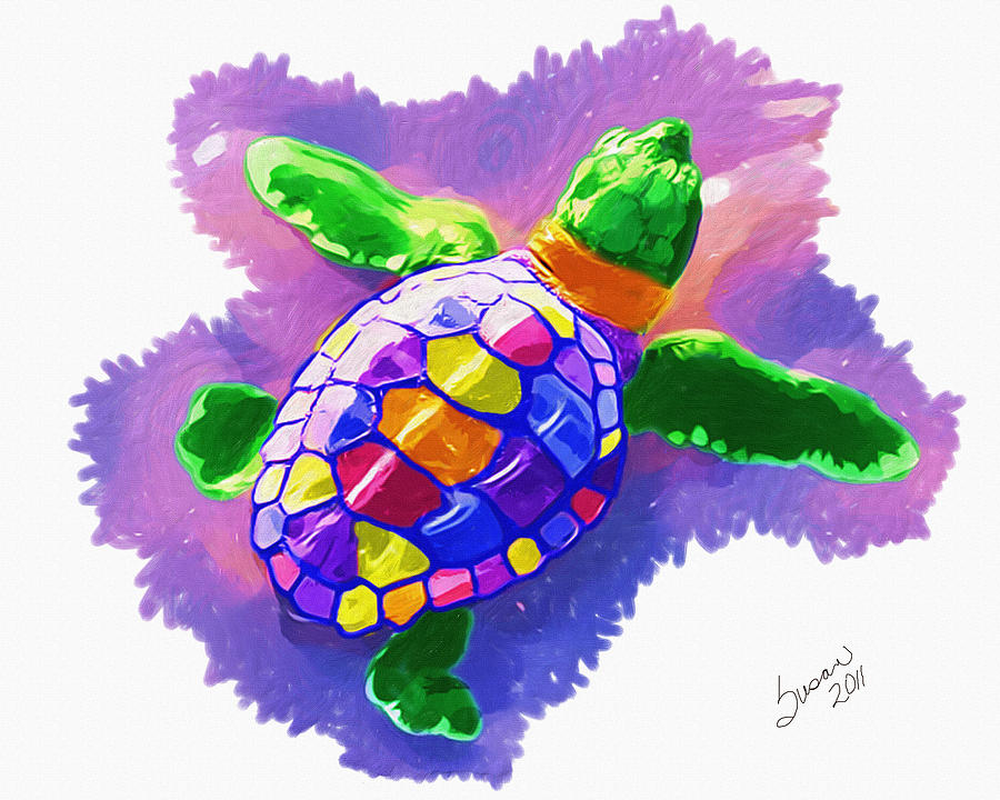 Colorful turtle Digital Art by Susan Cliett