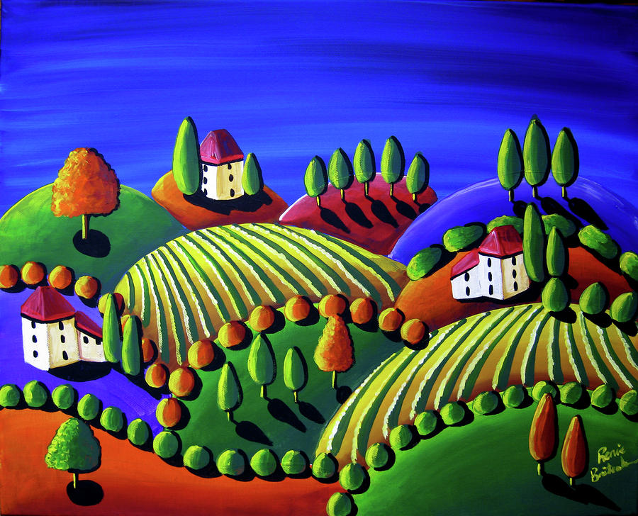 Colorful Tuscan Scene by Renie Britenbucher