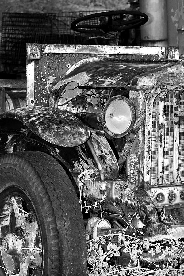 Colorful Vintage Car In Black And White Photograph by Phyllis Denton