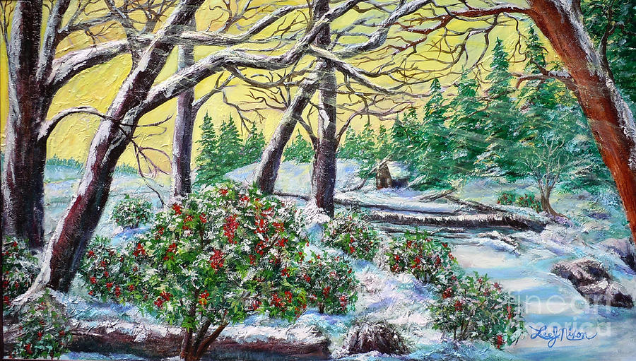 Colorful Winter Garden Painting by Lee Nixon