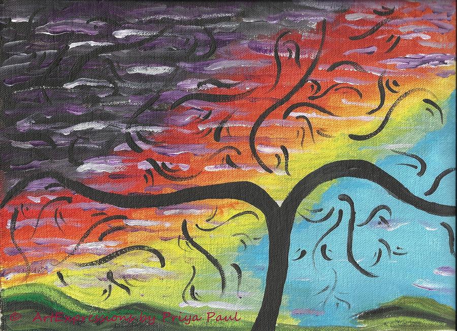 Tree Drawing - Colours by Priya Paul