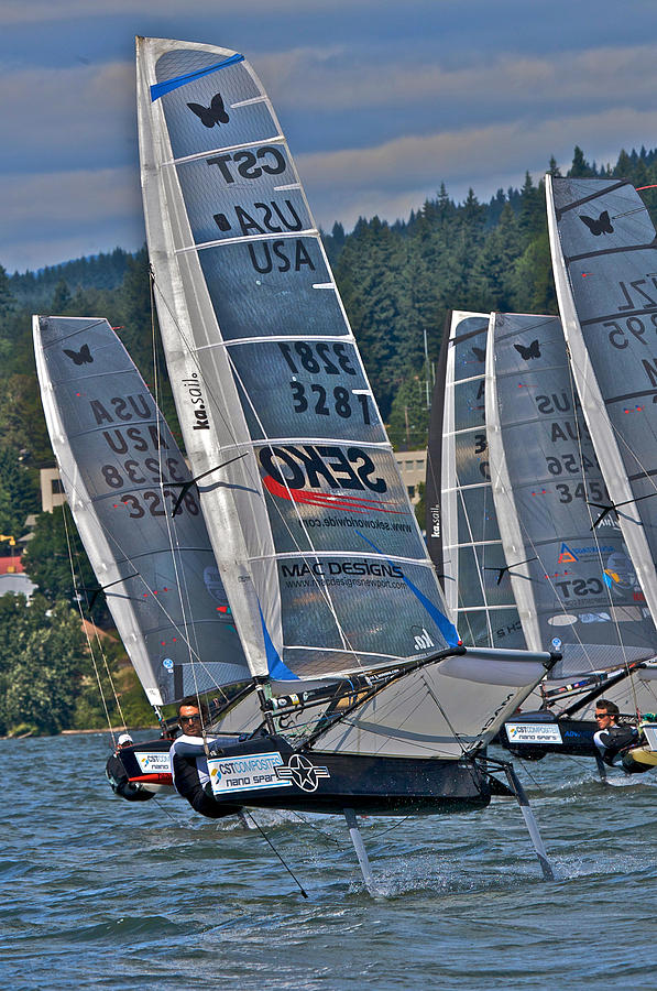 Columbia Gorge Sailboat Racing Photograph by Steven Lapkin