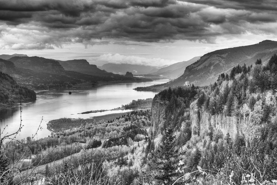 Black And White Photograph - Columbia River Gorge One by Josh Whalen