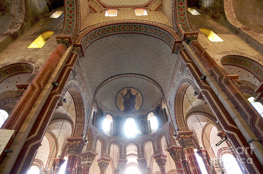 Romanesque Photograph - Columns of the roman church Saint-Austremoine dIssoire. Issoire. Auvergne. France by Bernard Jaubert