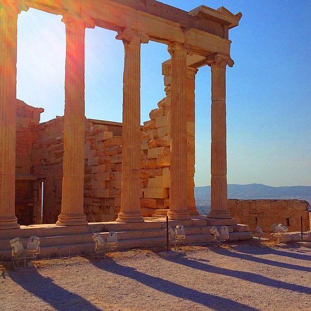 Greek Photograph - Columns Reflection #columns #reflection by Dimitre Mihaylov