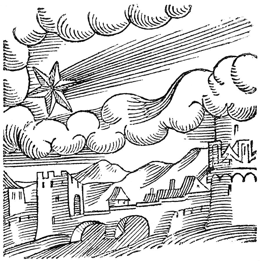 Castle Photograph - Comet Over A Castle, 16th Century by 