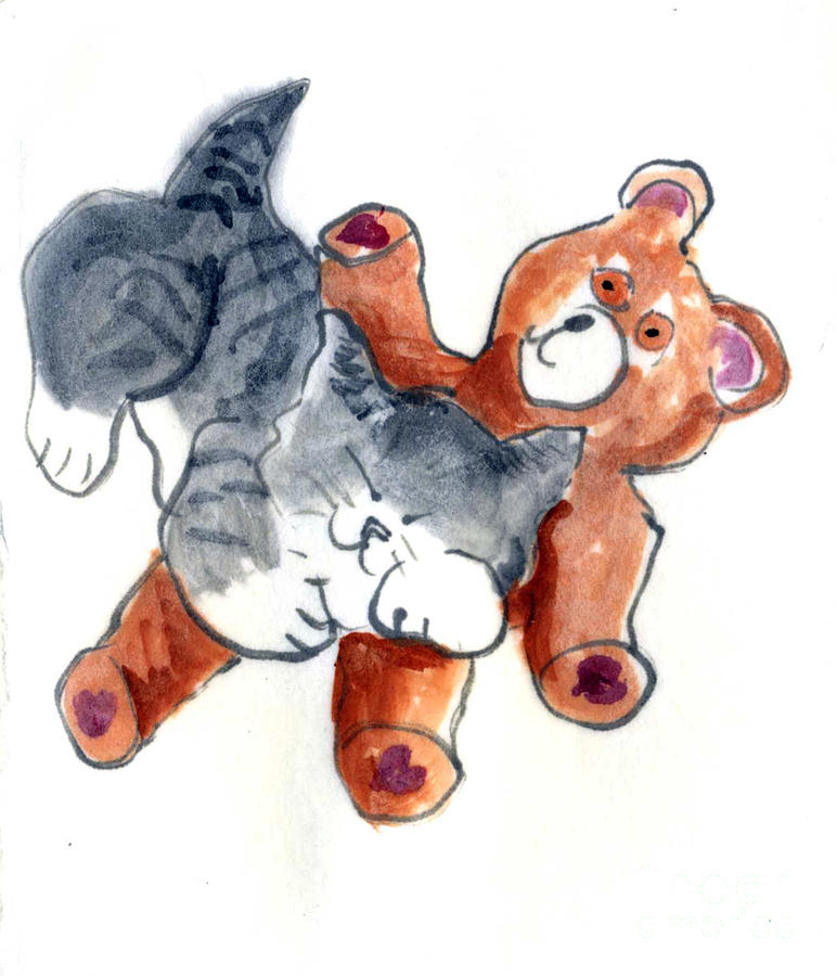 Comfy Teddy Painting by Ellen Miffitt