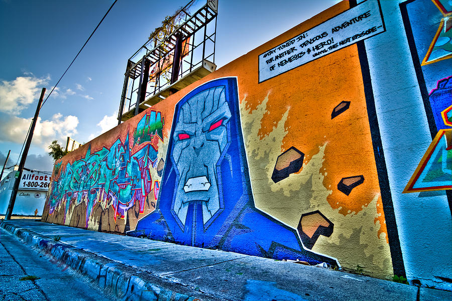 Miami Photograph - Comic Villain in Miami Wynwood by Andres Leon
