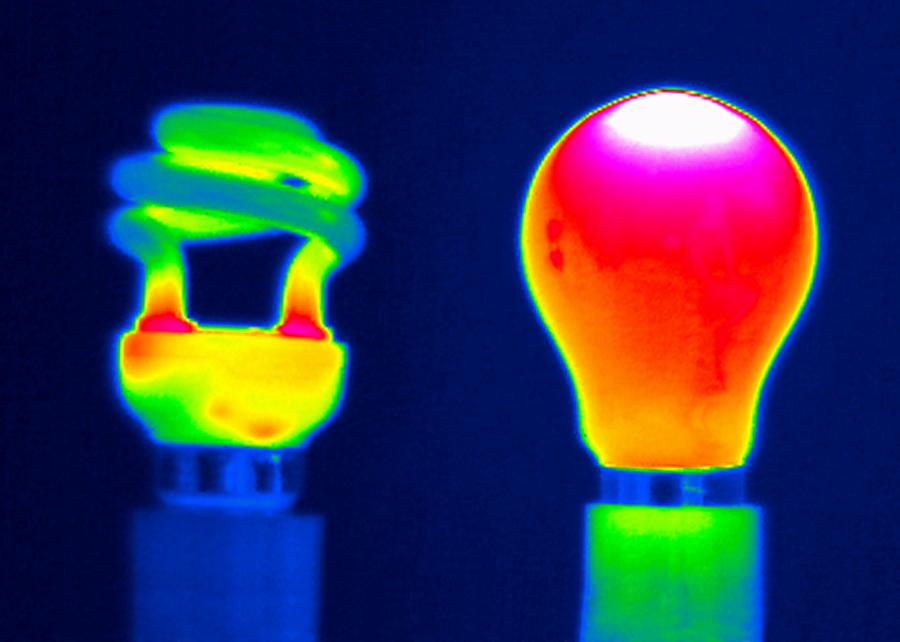 Cool Photograph - Comparing Light Bulbs, Thermogram by Tony Mcconnell